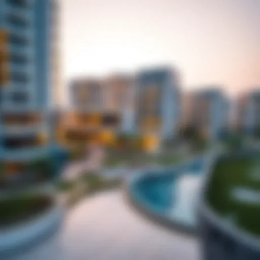 Aerial view showcasing the modern architecture of Damac Voleo
