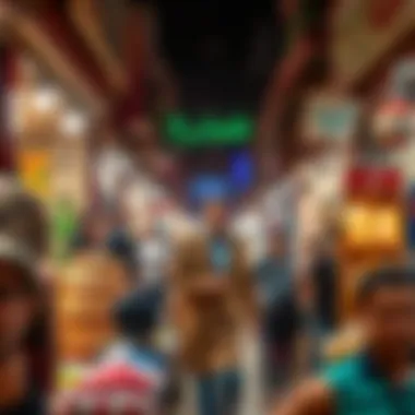 A bustling scene of traders engaging with customers