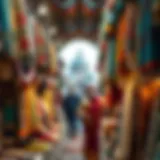 A vibrant view of Deira Bazaar showcasing traditional textiles