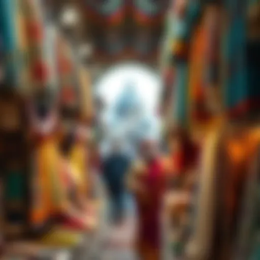 A vibrant view of Deira Bazaar showcasing traditional textiles