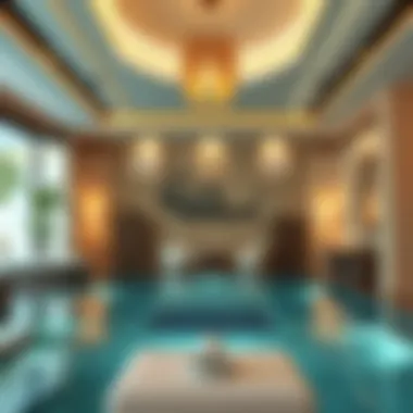 Luxurious Interior Amenities of a Private Pool Chalet Elegant interior of a private pool chalet highlighting luxury amenities