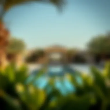 Serene Oasis View of a Private Pool Chalet Stunning view of a private pool oasis surrounded by lush landscaping