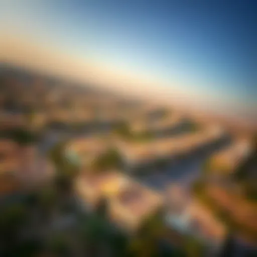 Aerial view of Muwaileh neighborhood showcasing residential buildings and infrastructure