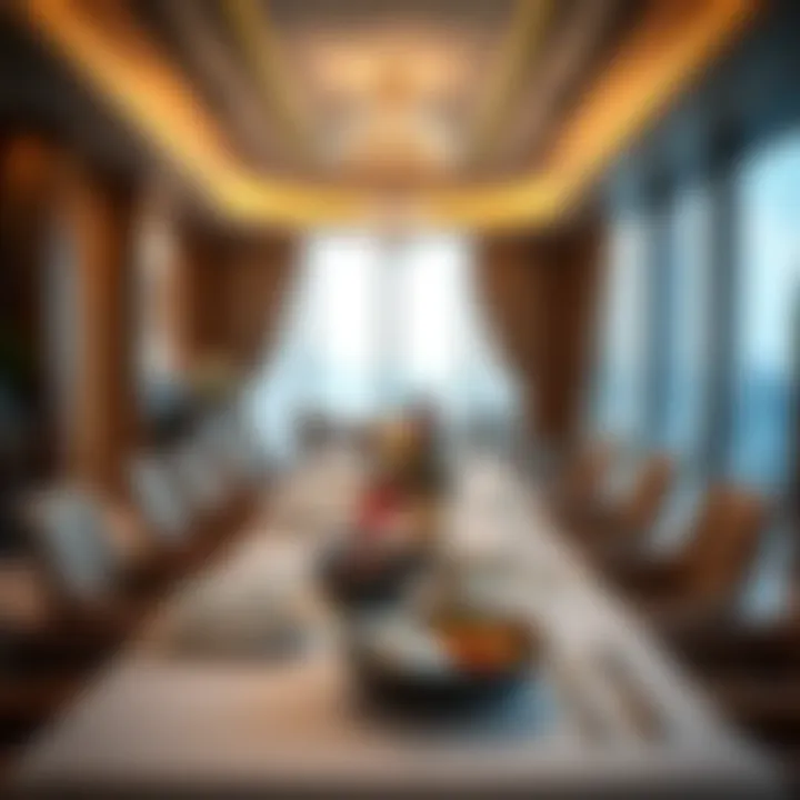 Exquisite dining setup in the Emirates Lounge