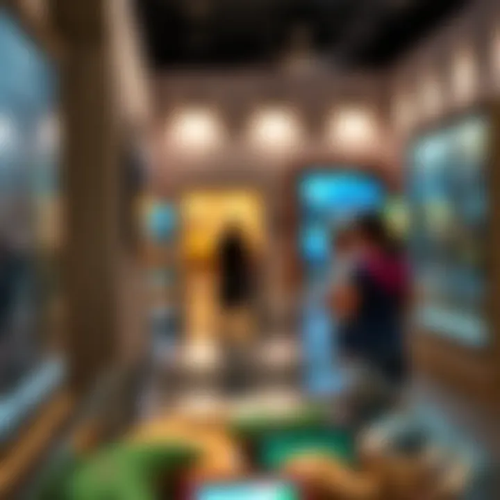 An educational exhibit in a Dubai museum, where families engage with interactive displays and learn about the rich culture.