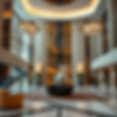 Luxurious lobby of Goldcrest Executive Tower highlighting premium finishes and design
