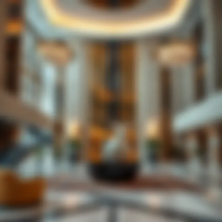 Luxurious lobby of Goldcrest Executive Tower highlighting premium finishes and design
