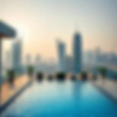 Stunning Rooftop Pool with City Views in Dubai Rooftop pool view from a hotel apartment