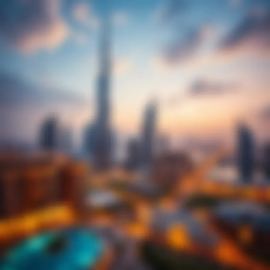 A skyline view of Dubai showcasing luxury apartments