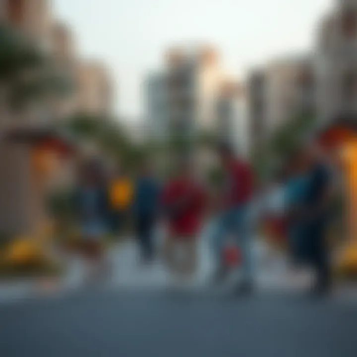Diverse community in a contemporary residential area