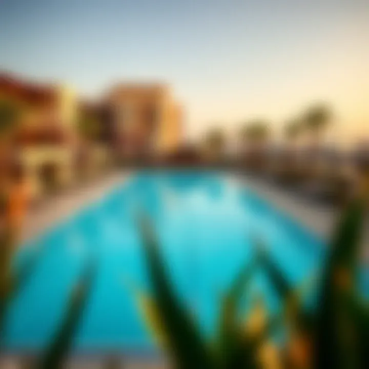 Panoramic view of amenities and pool area