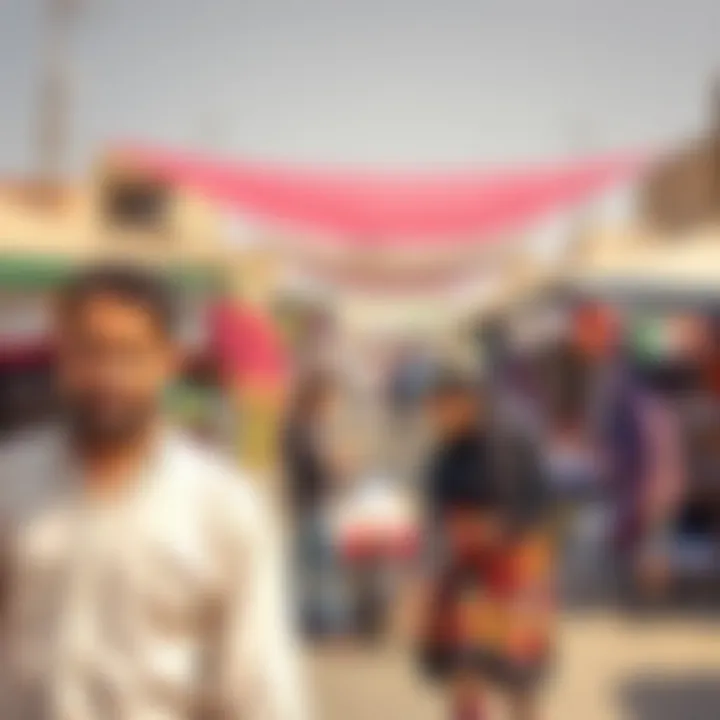 Vibrant market scene in Julfar showcasing local culture and commerce