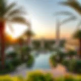 A panoramic view of Khalifa Park showcasing lush greenery and modern architectural elements