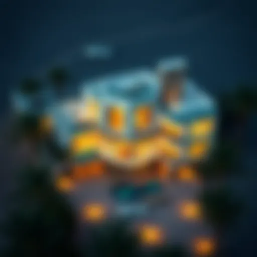 Aerial view of a luxury property in Dubai with vibrant surroundings