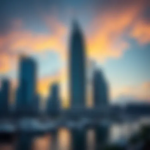 Stunning view of Marina Towers at sunset showcasing architectural elegance
