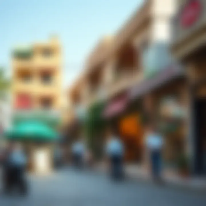 Vibrant street scene in Karama showcasing local shops