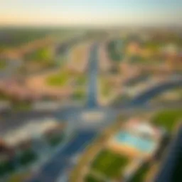 Aerial view of Nad Al Sheba Gardens showcasing the landscape and layout