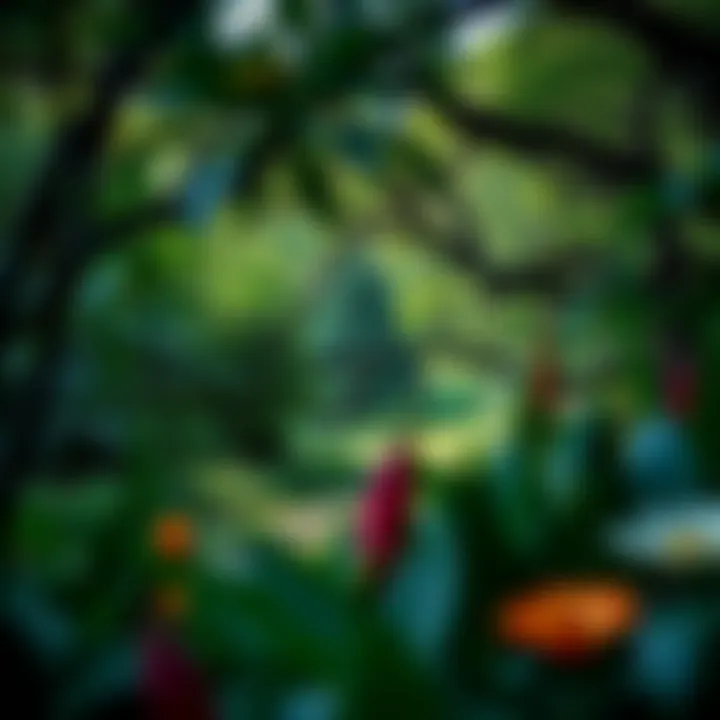 Lush green park with diverse flora and fauna
