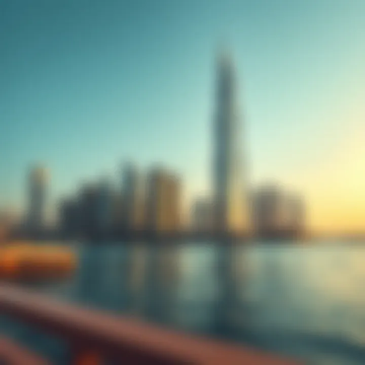 The skyline of Business Bay with One Tower prominently featured
