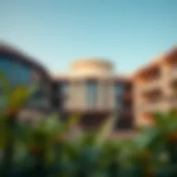 A panoramic view of a modern private school in Dubai with architectural elegance.