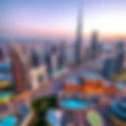 A panoramic view of Dubai's skyline showcasing iconic architecture