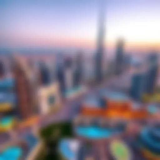 A panoramic view of Dubai's skyline showcasing iconic architecture