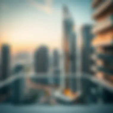 Luxurious high-rise building in Dubai skyline