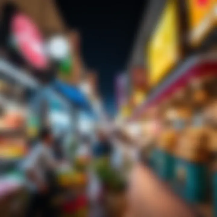 A vibrant local market in Barsha highlighting amenities
