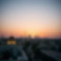 A stunning view of Safa Al Madina's skyline at sunset