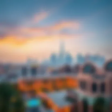 Dubai Skyline and Sarai Apartments Panoramic view of the Dubai skyline near Sarai Apartments