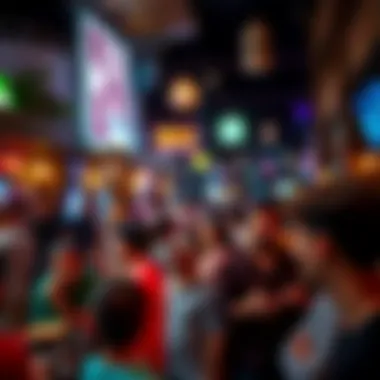 Vibrant Nightlife at a Shisha Bar A vibrant nightlife scene at a bustling shisha bar in Downtown Dubai