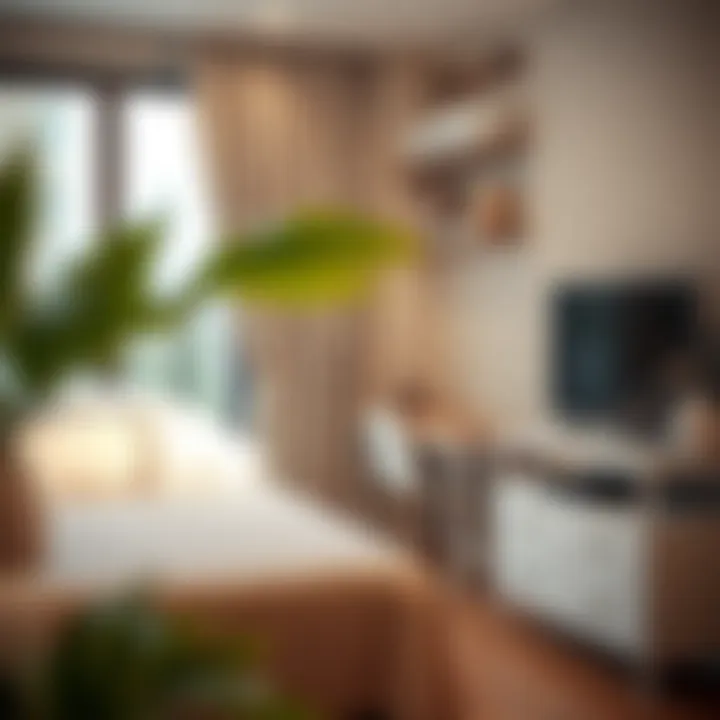 Cozy studio apartment interior with optimal space utilization