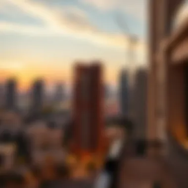 Sunset view over the residential buildings of ذا فالي
