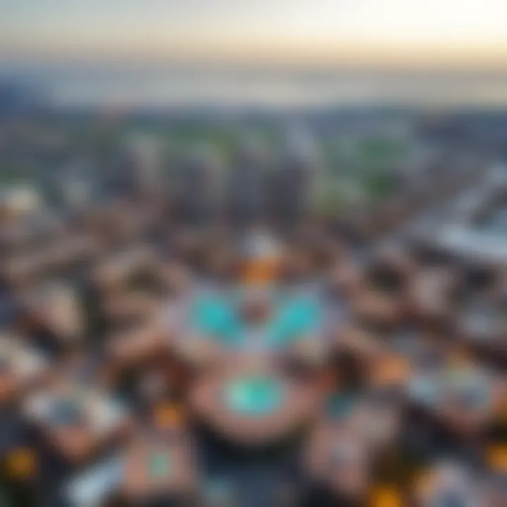 Aerial view of Jumeirah Village Circle highlighting its layout