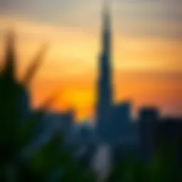Spectacular view of Burj Khalifa towering against the skyline