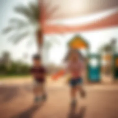 Safe Outdoor Fun at Dubai's Playgrounds A family enjoying a safe and vibrant outdoor playground in Dubai