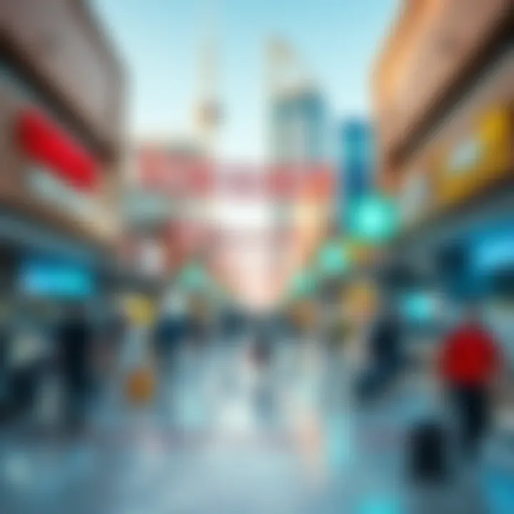 Scenic view of a bustling currency exchange area in Dubai
