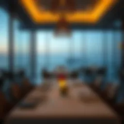 Elegant dining setup with ocean view