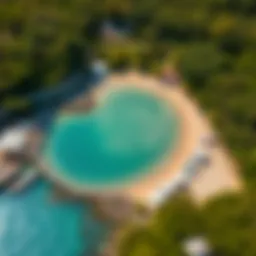 Aerial view of Blue Waters Beach showcasing its pristine shoreline