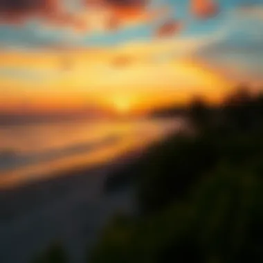Sunset view over Blue Waters Beach with vibrant colors