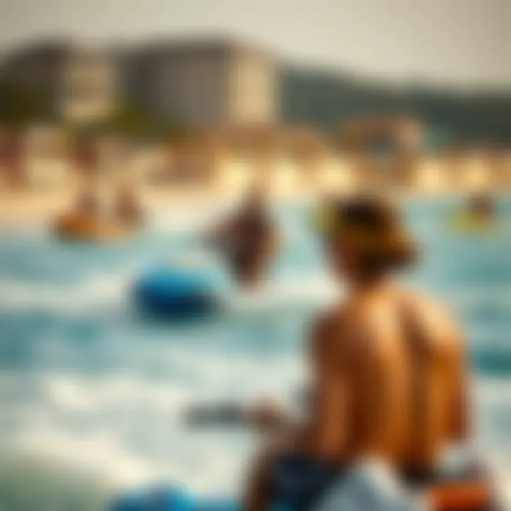 Visitors enjoying various water sports at Blue Waters Beach