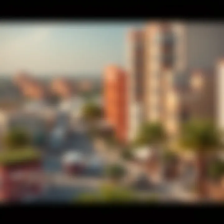 An overview of a bustling community around Danube developments