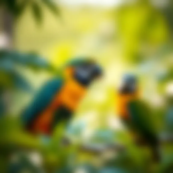 Exotic Birds of the Sanctuary A variety of exotic birds nested within the sanctuary, symbolizing the region's biodiversity.