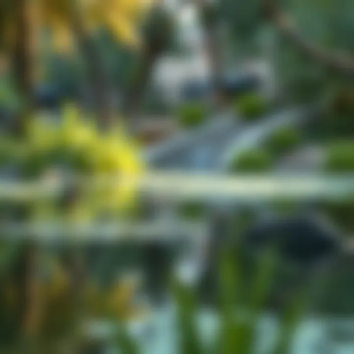Harmony of Nature and Urban Life A tranquil pond within the sanctuary, reflecting the harmony between urban life and wildlife.