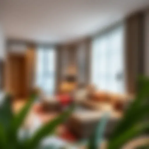 A stylish studio apartment interior showcasing modern design and cozy ambiance.