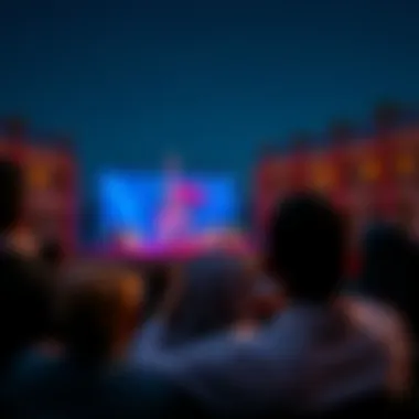 Audience Experience in Dubai's Open Theatre Audience enjoying a mesmerizing show in an open theatre under the stars