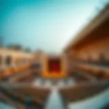 Panoramic View of Dubai's Open Theatre Architecture A panoramic view of an open theatre in Dubai showcasing its unique architecture