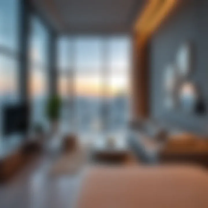 Modern apartment with stunning skyline views
