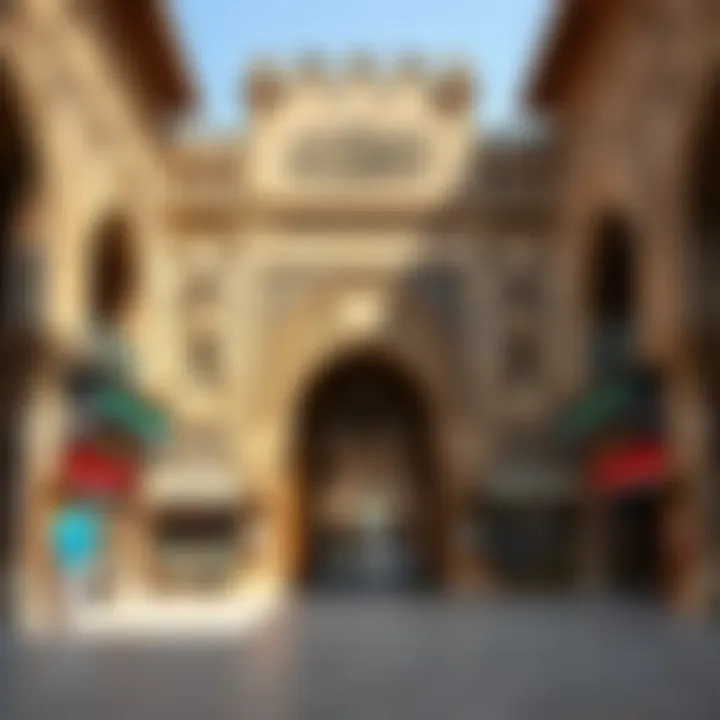 An ornate entrance of a traditional souk