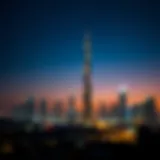Stunning skyline of Dubai at sunset